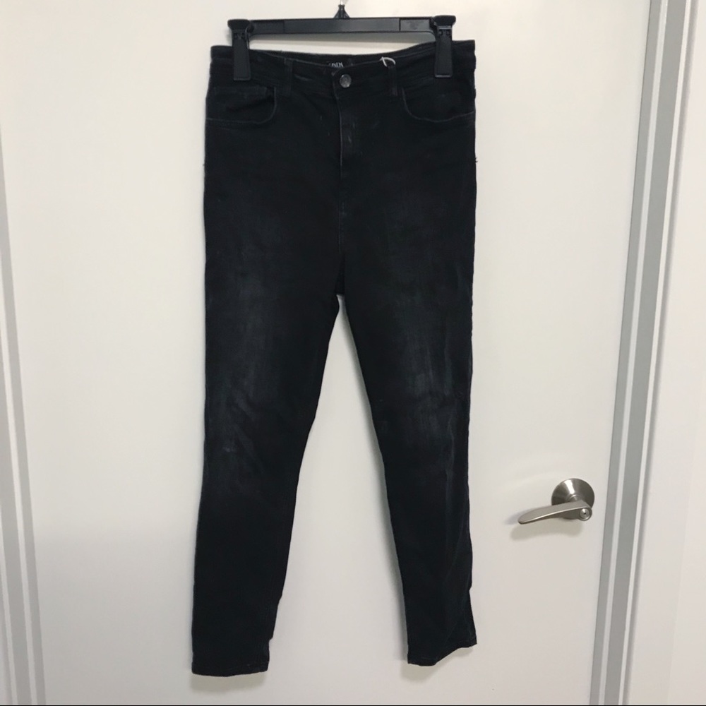 ZARA Black Distressed High Waisted Skinny Jeans